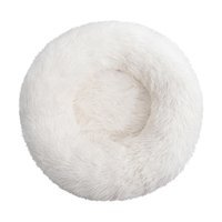 Hanyang Peluş Yıkanabilir Tek Fonksiyonlu 40 cm Simit Kedi Yatağı Beyaz