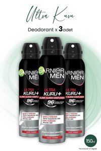 Garnier Ultra Kuru Pudrasız Ter Önleyici Antiperspirant Sprey Erkek Deodorant 3x150 ml
