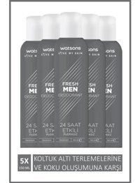 Watsons Fresh Men Pudrasız Ter Önleyici Sprey Erkek Deodorant 5x150 ml