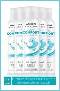 Watsons Ocean Comfort Pudrasız Sprey Unisex Deodorant 5x150 ml