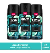 Axe Aqua Bergamot Sprey Erkek Deodorant 3x150 ml