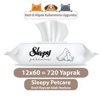 Sleepy Petcare 720 Yaprak 12'li Paket Islak Mendil