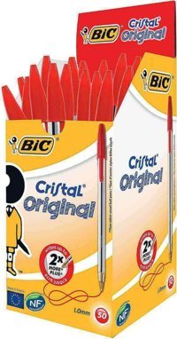 Bic Cristal Original Plastik Tek Renkli 1.0 mm Kırmızı 50'li Tükenmez Kalem Seti