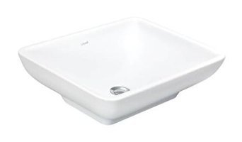 Creavit Tina Klasik Tekli 50 cm Seramik Tezgah Üstü Dikdörtgen Lavabo Beyaz