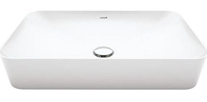 Creavit Ultra Klasik Tekli 60 cm Seramik Tezgah Üstü Dikdörtgen Lavabo Beyaz