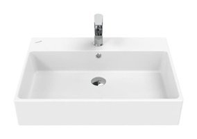 Creavit Next Klasik Tekli 70 cm Seramik Tezgah Üstü Kare Lavabo Beyaz