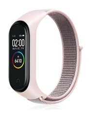 Tagomoon Mi Band 4-5-6-7 Uyumlu Xiaomi Mi Band Hasır Örgü Akıllı Saat Kordonu Pudra Pembe