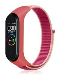 Tagomoon Mi Band 4-5-6-7 Uyumlu Xiaomi Mi Band Hasır Örgü Akıllı Saat Kordonu Krem-Pembe