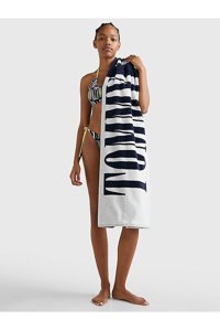 Tommy Hilfiger Pamuklu Plaj Havlusu Lacivert