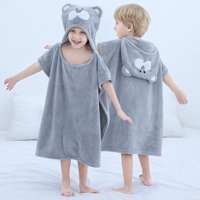 Wonderland Giyilebilir Polyester Çocuk Plaj Havlusu Gri