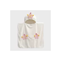 Wonderland Giyilebilir Polyester Çocuk Plaj Havlusu Beyaz