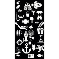 Giant Stride Pictogram Plaj Havlusu Beyaz Siyah