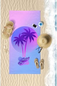 Vevienhome Mıamı Beach Pamuklu Plaj Havlusu Çok Renkli