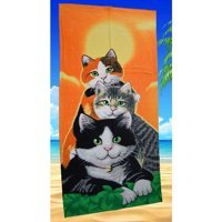 Butik London Kedi Pamuklu Plaj Havlusu Çok Renkli