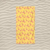 Marte Home Flamingo Pamuklu Plaj Havlusu Sarı