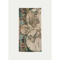 Wallhang World Map Nova Orbis Tabula Pamuklu Plaj Havlusu Bej Krem