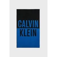 Calvin Klein Pamuklu Plaj Havlusu Mavi Siyah