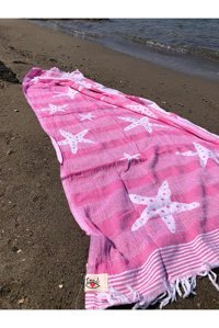 Evoli Seastar Pamuklu Plaj Havlusu Pembe