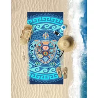 Vevien Home Water Turtle Pamuklu Plaj Havlusu Açık Mavi