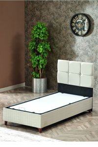 Evdemo Prestij 90 x 190 cm Sandıklı Tek Kişilik Baza Krem