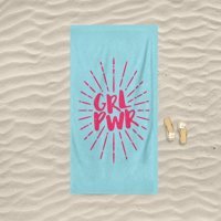 Marte Home Girl Power Pamuklu Plaj Havlusu Mavi Pembe