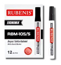Rubenis 12'li Mıknatıslı Silinebilir Siyah Tahta Kalemi