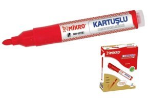 Mikro Mr 6019 12'li Kartuşlu Silinebilir Kırmızı Tahta Kalemi