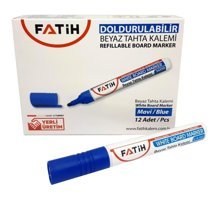 Fatih 34356 12'li Doldurulabilir Silinebilir Mavi Tahta Kalemi