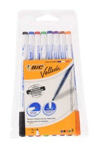 Bic Velleda 1721 8'li Doldurulabilir Silinebilir Renkli Tahta Kalemi