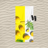 Pastel Limon Pamuklu Plaj Havlusu Çok Renkli