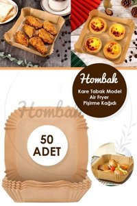 Hombak Kare Tabak Airfryer Pişirme Kağıdı 50 Adet