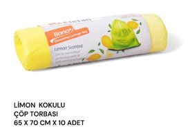 Elefan Limon Kokulu Büzgülü Büyük Boy 65x70 cm Çöp Poşeti 10 Adet Sarı