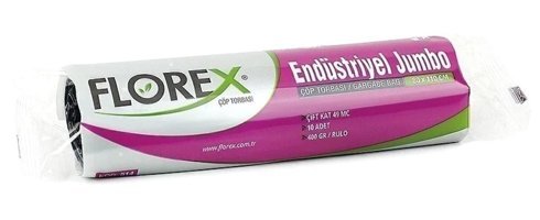 Florex Çift Katlı Jumbo Boy 80x110 cm Çöp Poşeti 10 Adet Mavi