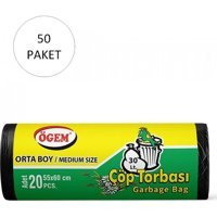 Ögem Orta Boy 55x60 cm Çöp Poşeti 1000 Adet Siyah