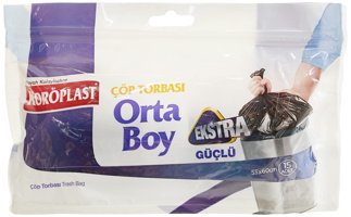 Koroplast Orta Boy 55x60 cm Çöp Poşeti 15 Adet Siyah