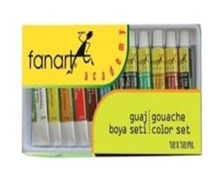 Fanart Tüp Çok Renkli 12x144 ml Guaj Boya Seti