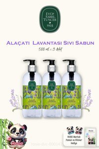Eyüp Sabri Tuncer 3 Adet Eyüp Sabri Tuncer Alaçatı Lavantası Sıvı Sabun 500 ml ve 60'lı ROSIE Pamuk