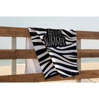Pusula Home Zebra Pamuklu Plaj Havlusu Beyaz Siyah