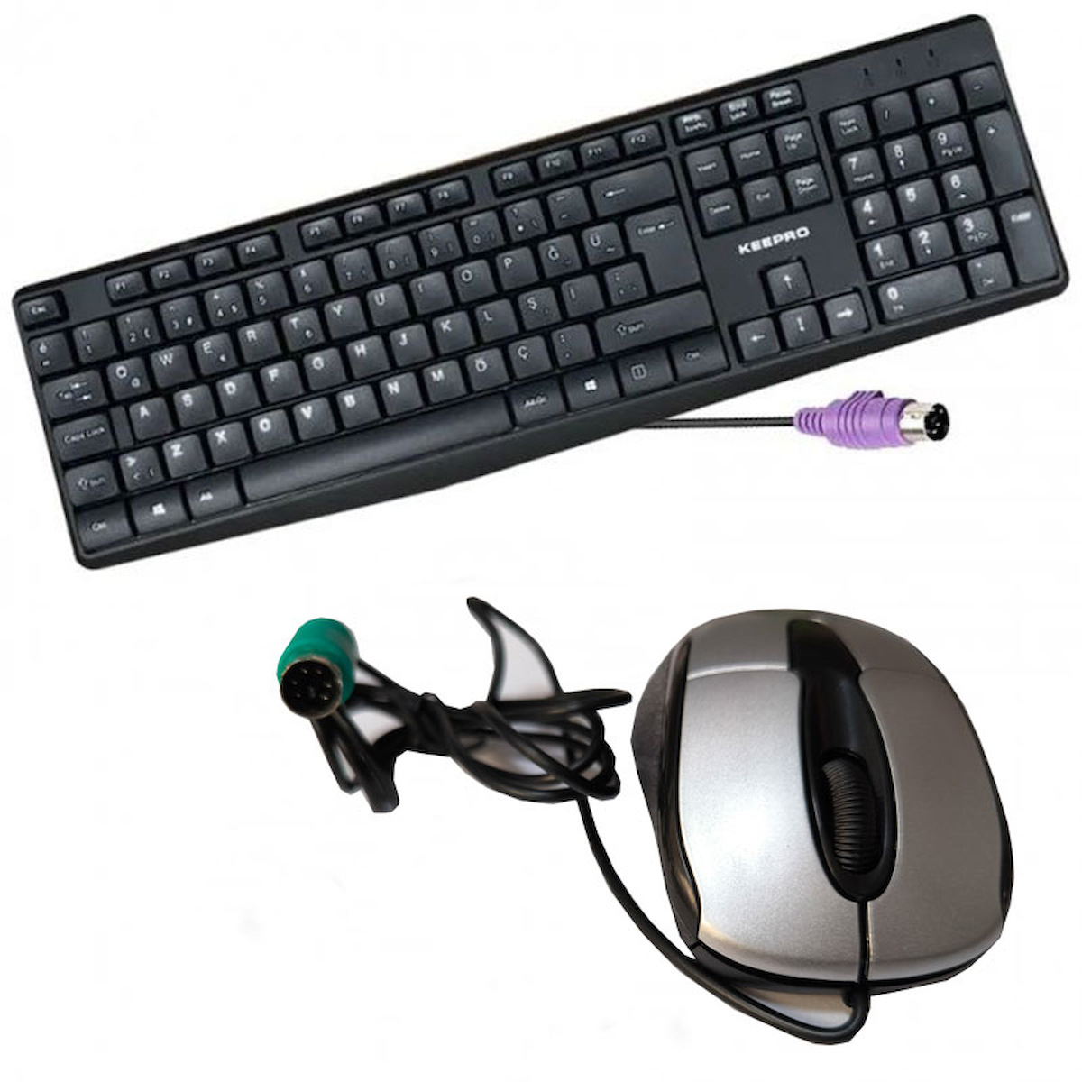 Keepro KP 146 Sessiz Siyah Gri Kablolu Klavye Mouse Seti