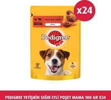 Pedigree Poşet Mama Sığır - Tavuk Jöleli-Parça Etli Yetişkin Köpek Maması 24 x 100 gr 24'lü