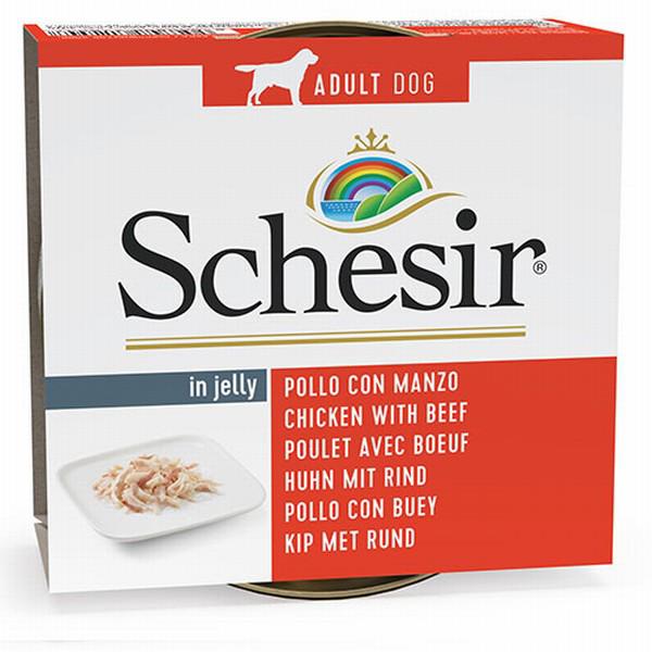 Schesir Biftekli - Tavuk Jöleli Yetişkin Köpek Maması 150 gr Tekli