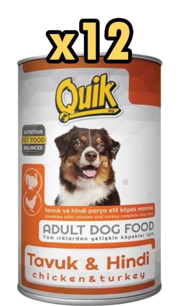 Quik Tavuk-Hindili Parça Etli Yetişkin Köpek Maması 12 x 415 gr 12'li