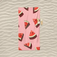Pastel Karpuz Pamuklu Plaj Havlusu Pembe