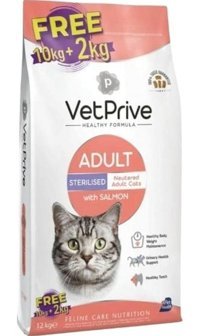 Vet Prive Somonlu Kısırlaştırılmış Tahıllı Yetişkin Kedi Maması 12 kg