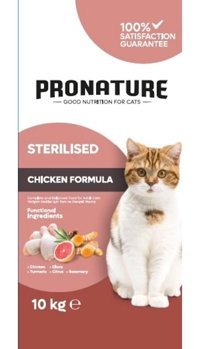 Pronature Kilo Kontrolü İçin Tavuk-Pirinç Kısırlaştırılmış Tahıllı Yetişkin Kedi Maması 10 kg