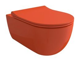 Bocchi V-Tondo 54.5 cm Seramik Kanalsız Alttan Çıkışlı Gömme Duvara Sıfır Asma Klozet Turuncu