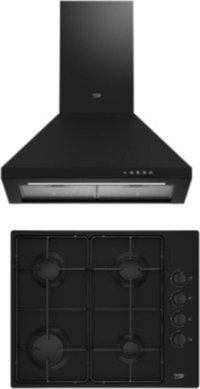 Beko BOMD 6110 ES+ ADP 61420 ES Doğalgazlı Metal Klasik Ocak Davlumbaz İkili Set 2'li Ankastre Set Siyah