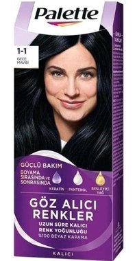 Schwarzkopf Palette Doğal Renkler 1.1 Gece Mavisi Krem Saç Boyası 50 ml