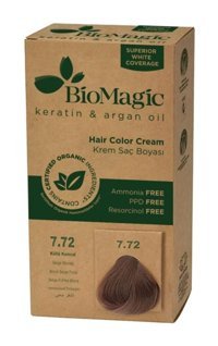 BioMagic Doğal 7.72 Küllü Kumral Amonyaksız Krem Saç Boyası 60 Ml