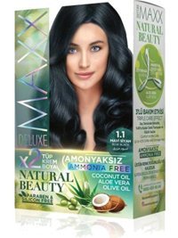 Maxx Deluxe Natural Beauty 1.1 Mavi Siyah Amonyaksız Krem Saç Boyası 60 Ml